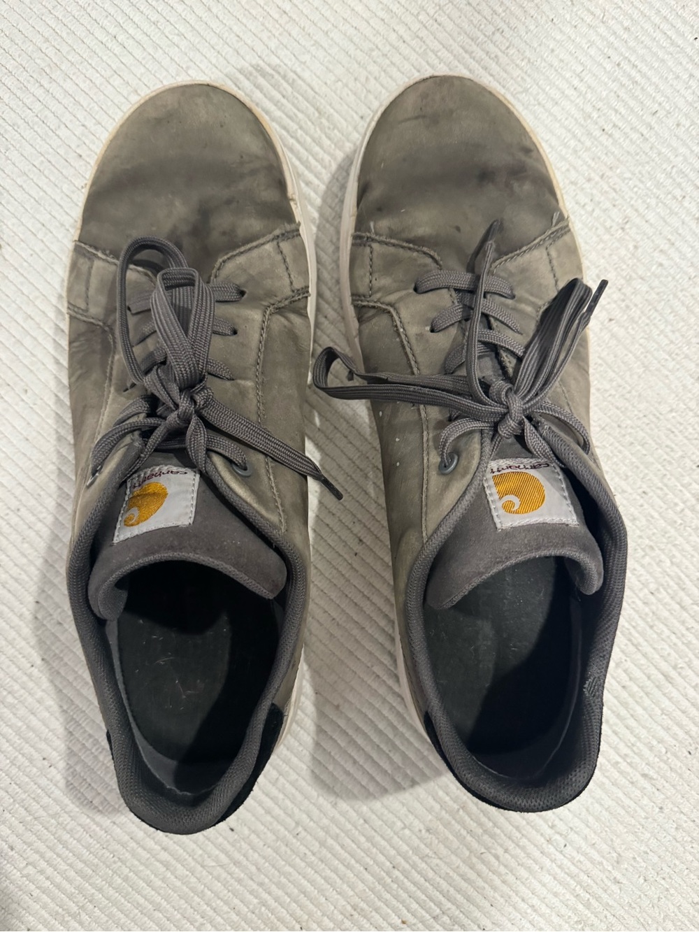Carhartt Men's Gray Suede Low-Top Sneakers with Logo Patch